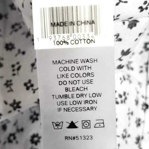 Court & Rowe White Black Mini Floral Print Button Up Blouse - Picture 8 of 9